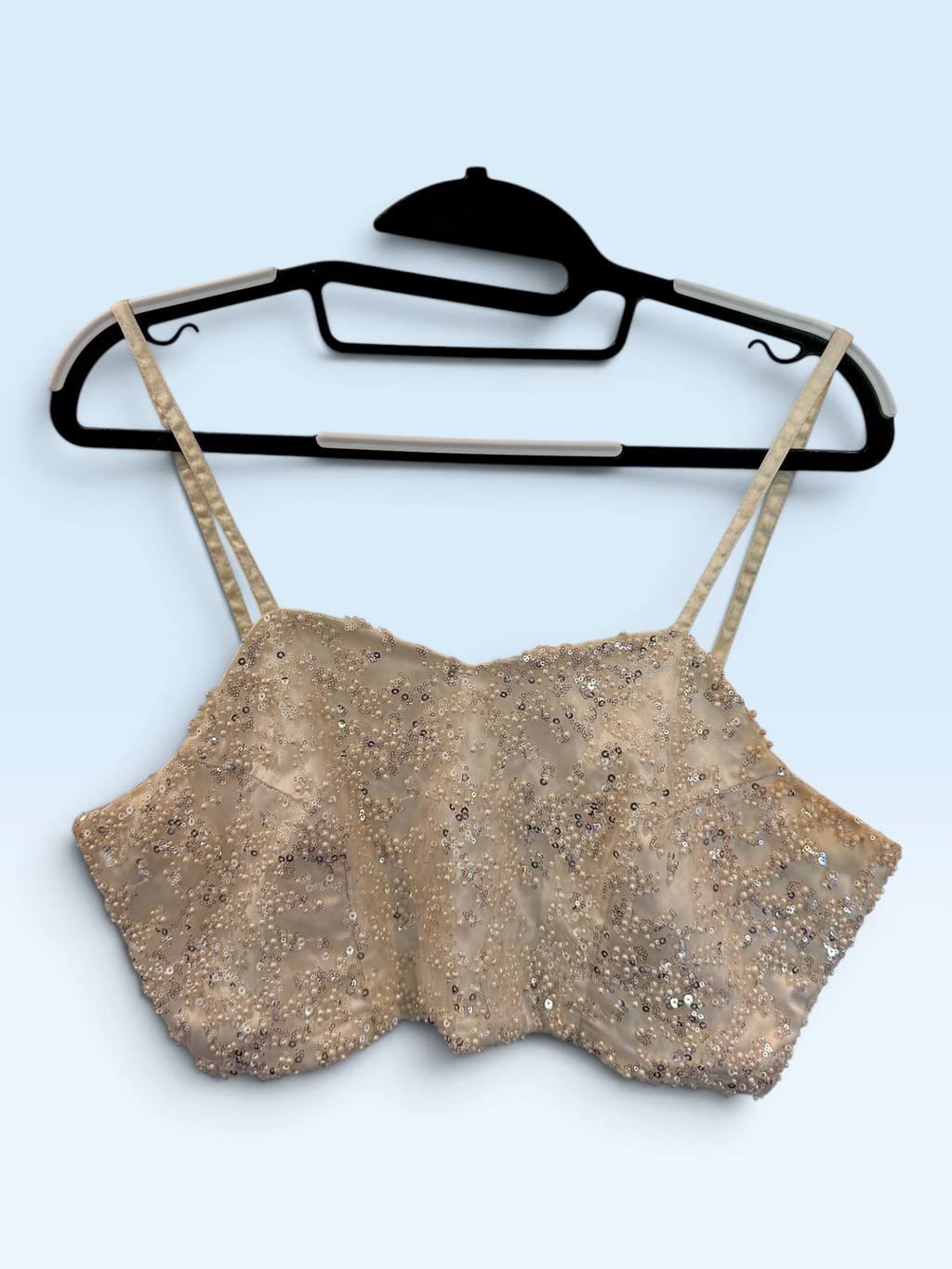 Ivory Silver Embellished Bustier Blouse – front view