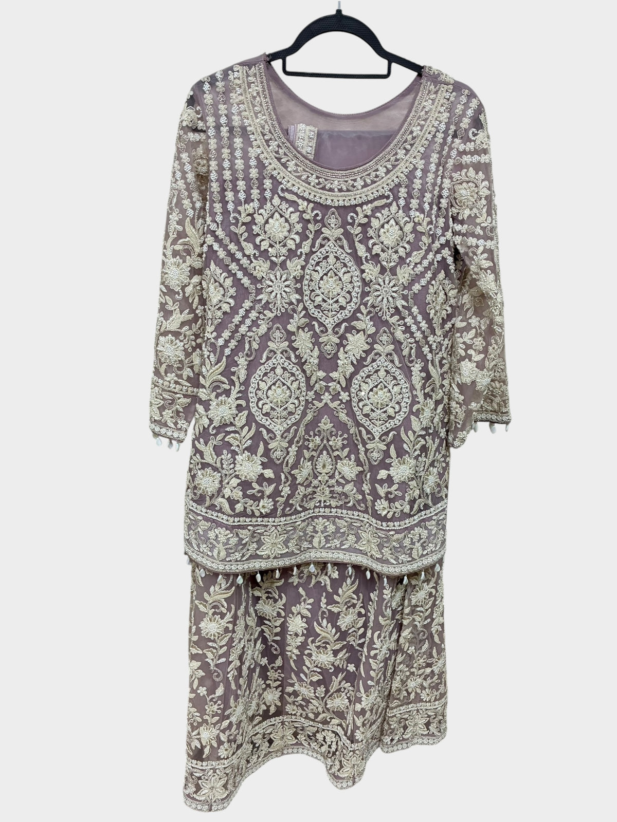 Lavender Silver Embroidered Sharara Set – Sabby Clothing