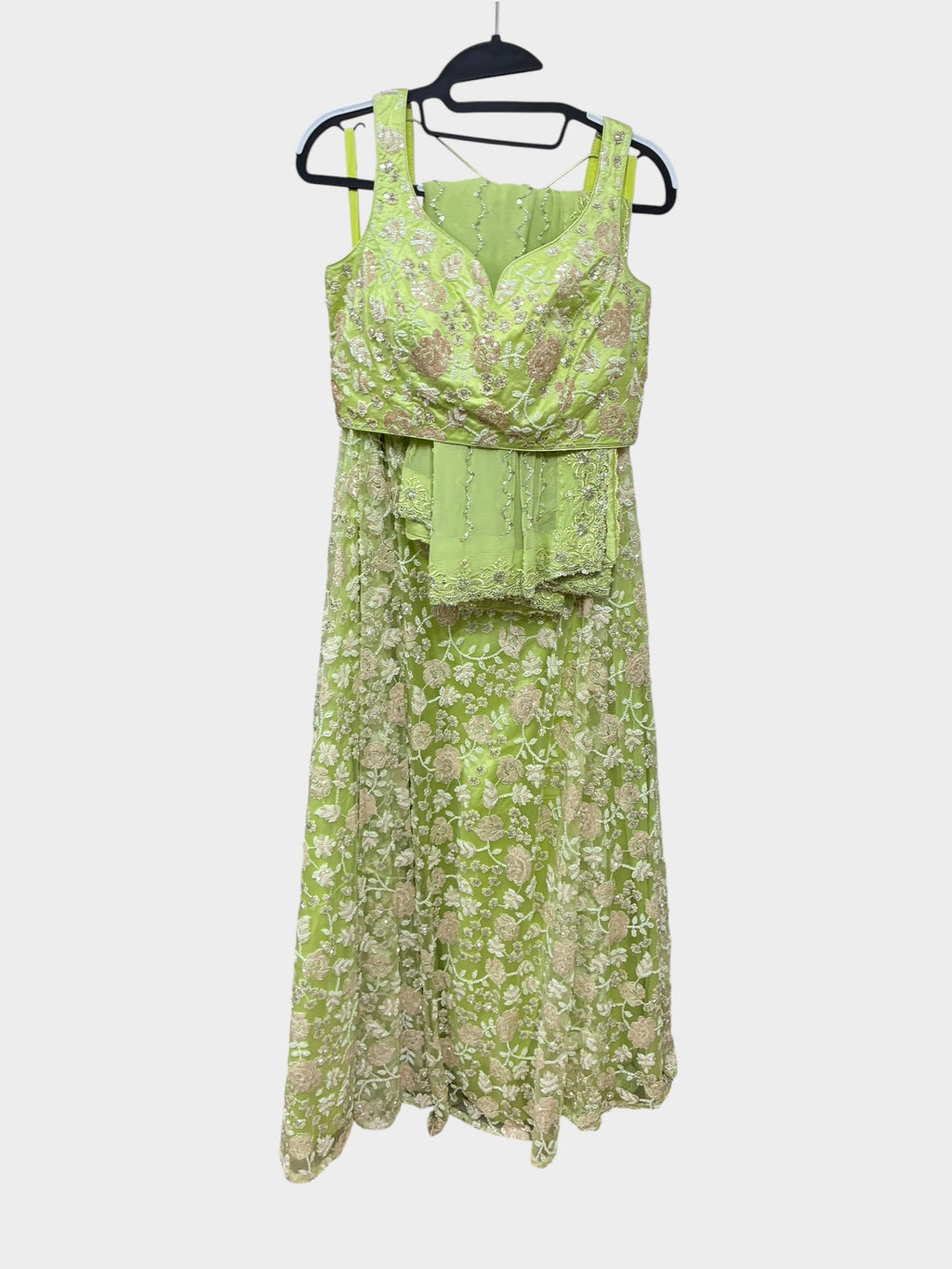 Lime Green Embroidered Lehenga Set – Sabby Clothing