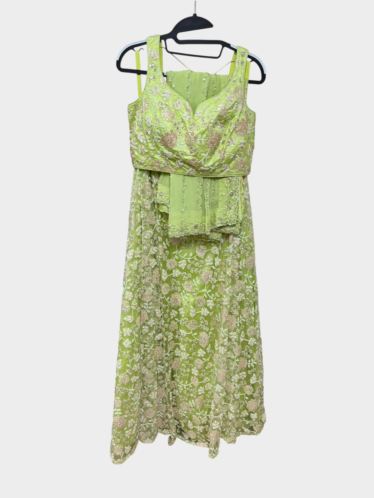 Lime Green Embroidered Lehenga Set – Sabby Clothing