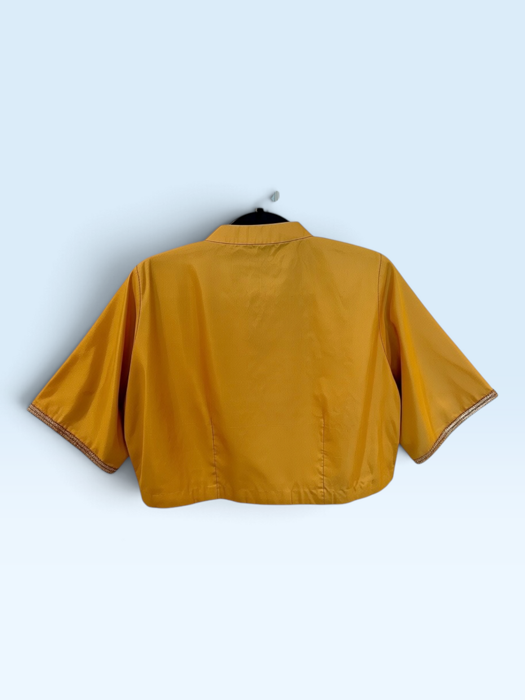 Mustard Collared Short-Sleeve Blouse – back view