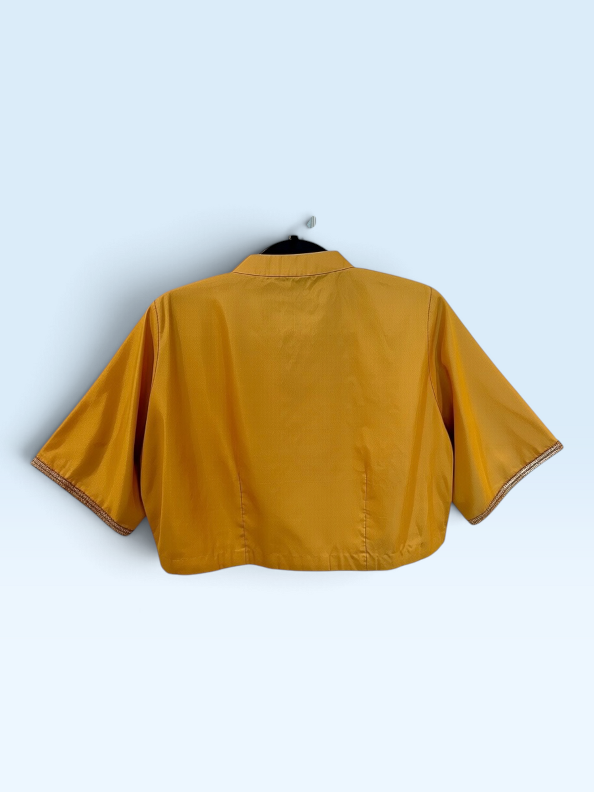 Mustard Collared Short-Sleeve Blouse – back view