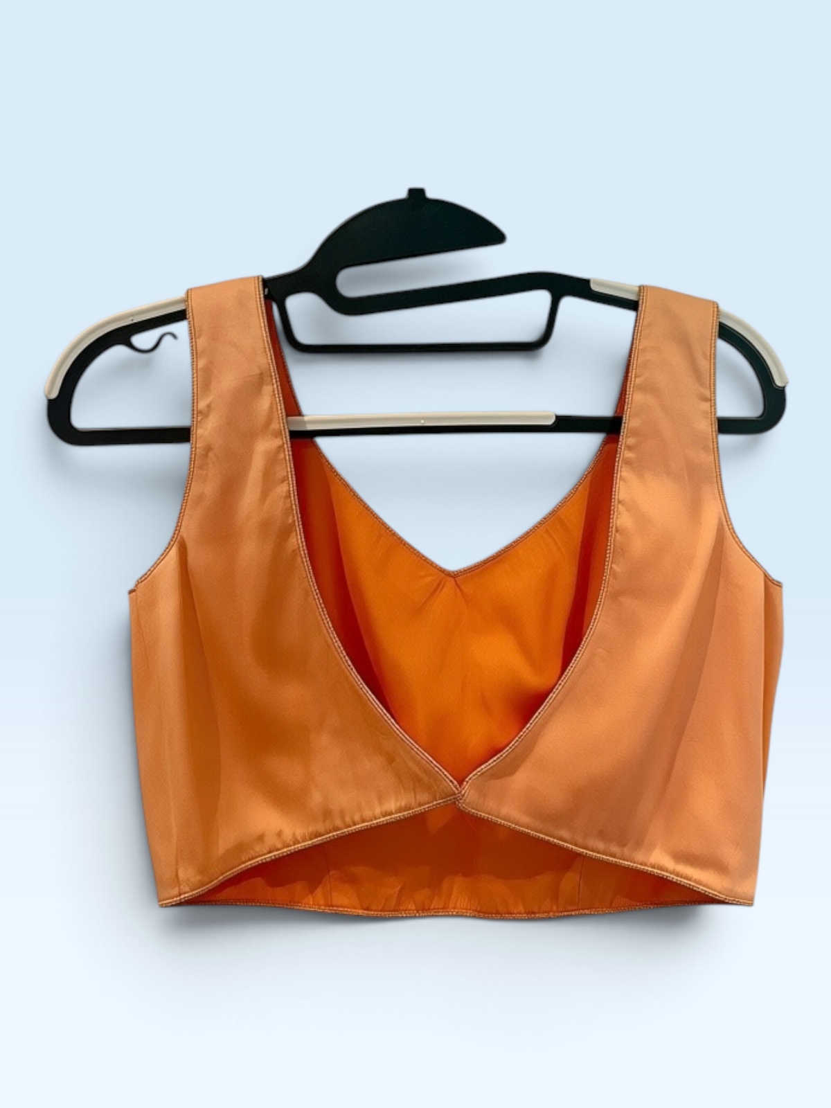 Peach Satin Sleeveless Blouse – back view