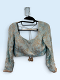 Powder Blue Embroidered Long-Sleeve Blouse – front view