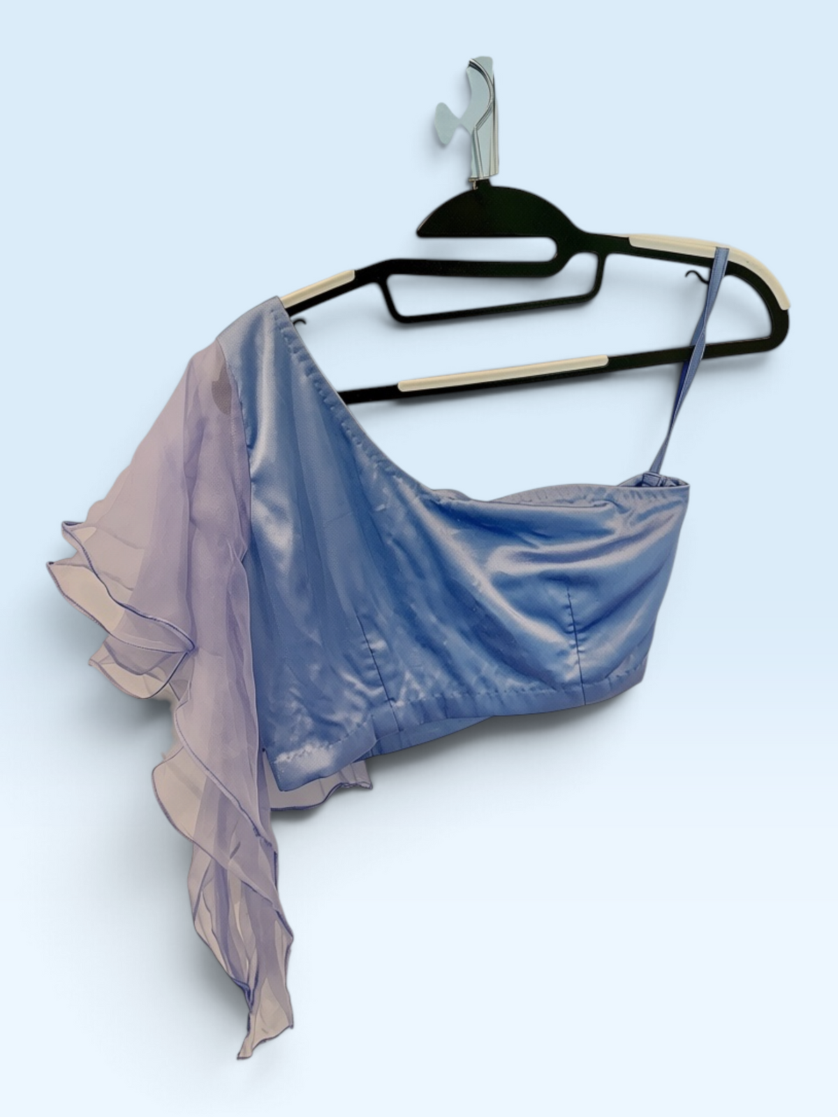 Powder Blue Ruffle Blouse – back view