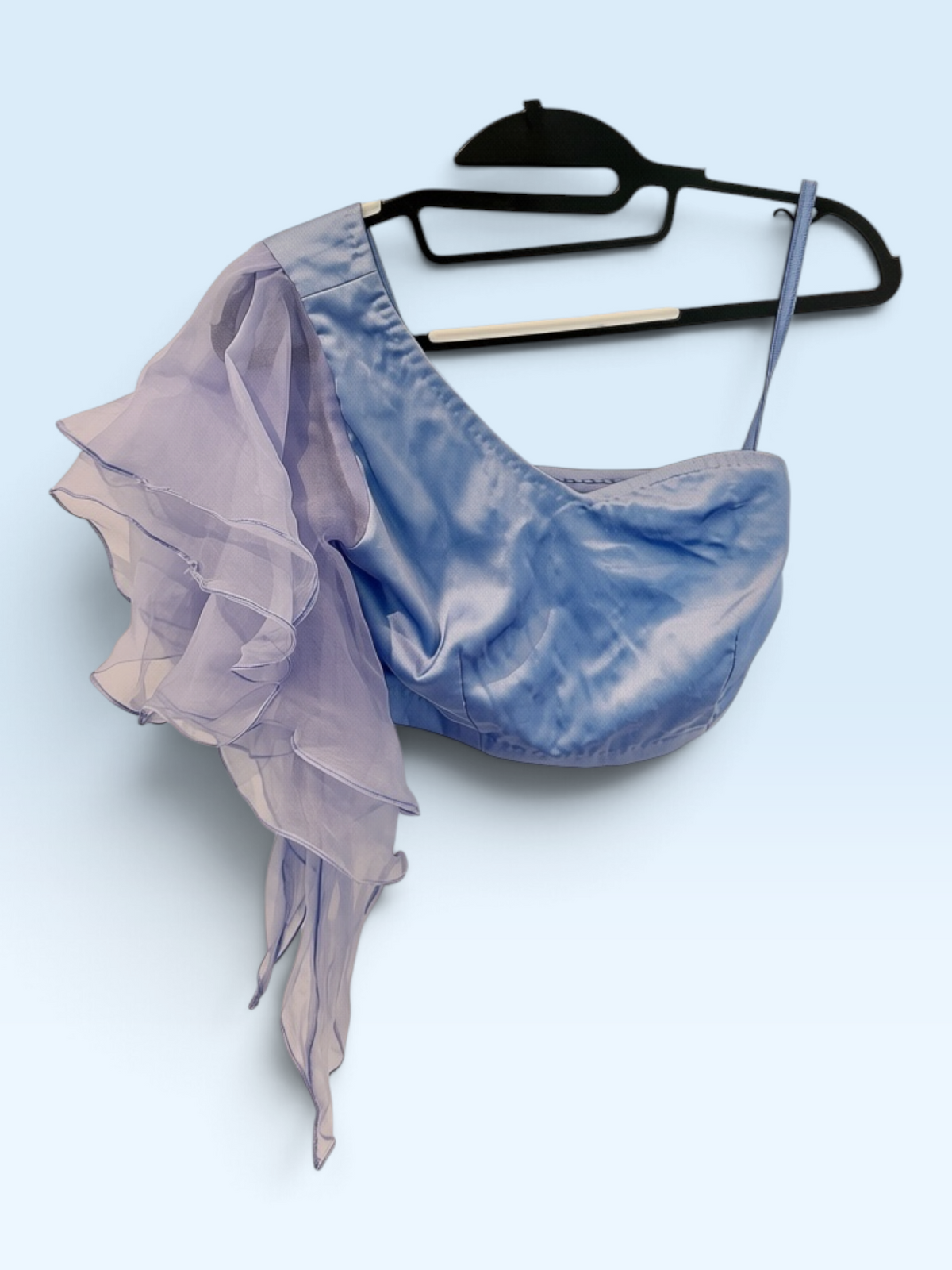 Powder Blue Ruffle Blouse – front view