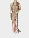 Rose Gold Satin Draped Saree – Sabby Clothing
