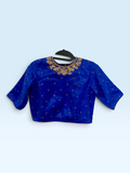 Royal Blue Gold Embroidered Blouse – front view