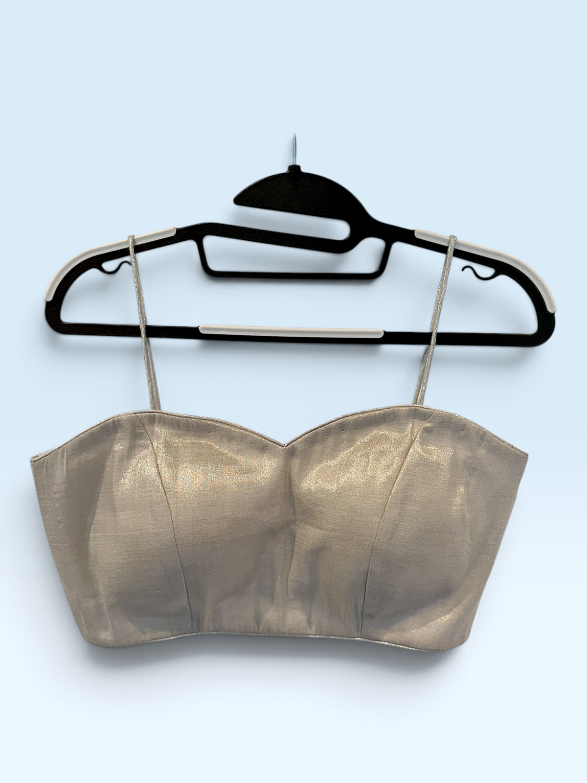 Silver Metallic Bustier Blouse – front view